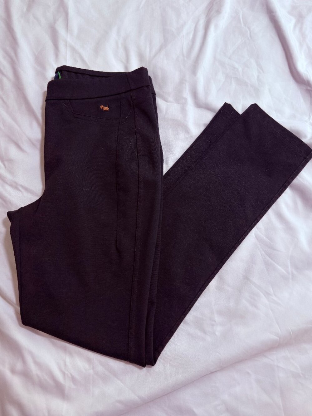 Ferrioni Women's Pull On Stretch Pants Size 7 Black Elastic Waist Leggings